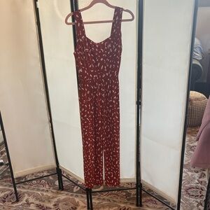Muse Red and White Patterned Jumpsuit